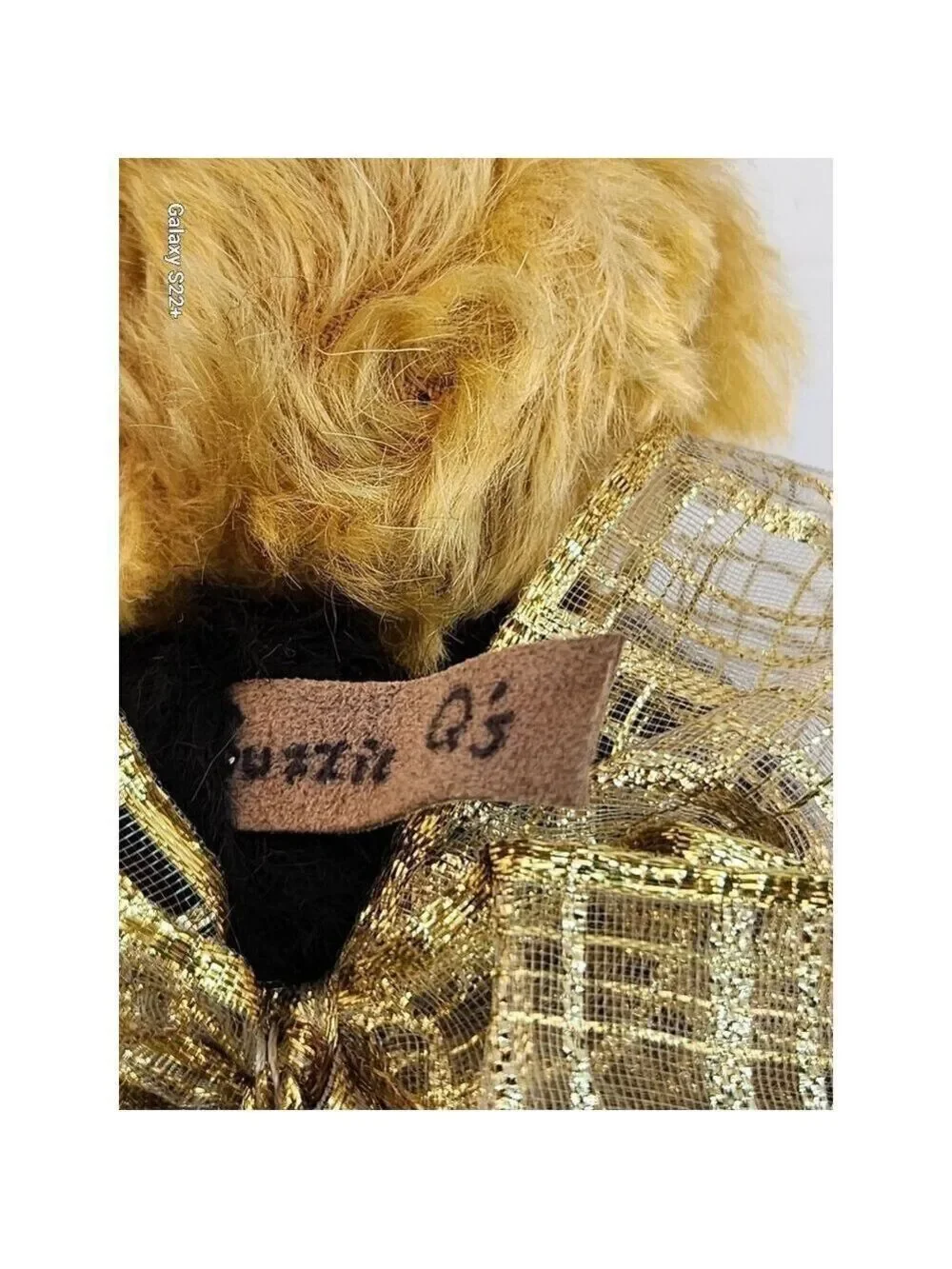 Vintage Handmade Bumblebee Teddy Bear Weighted Plush Golden Ribbon Bow